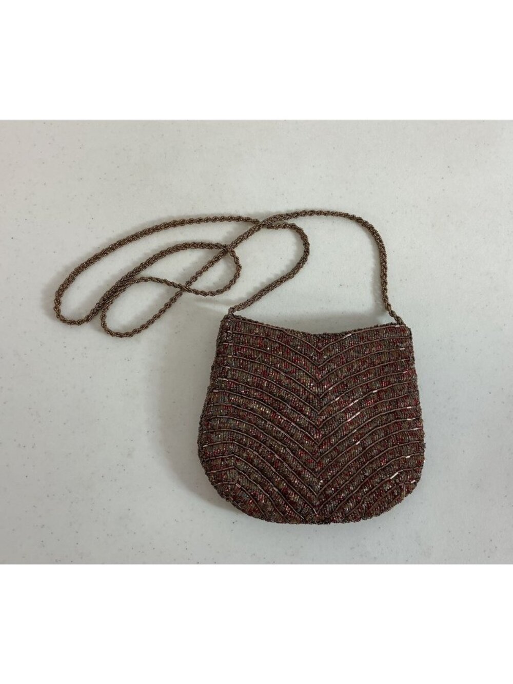 Duval Brown Sequin Beaded Evening Bag Vtg 1960s